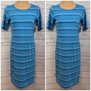 Lularoe Julia Stripe Blue Dress NWT